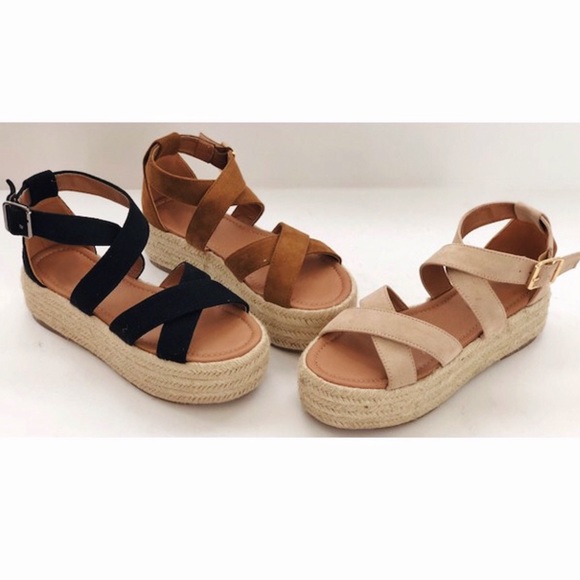 Natural | Ankle Strap Flatform Espadrille Sandals - Picture 3 of 4